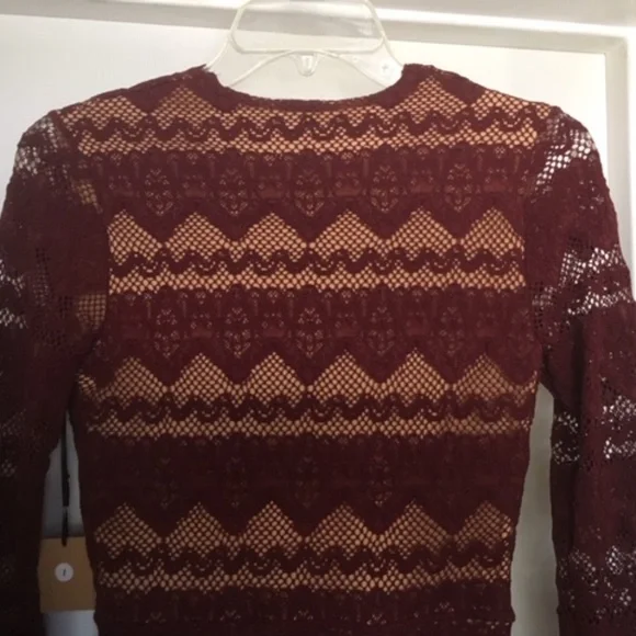 NWT NIGHTCAP SIERRA LACE V NECK Long Sleeve Dress Garnet Sz 1 - Picture 11 of 12